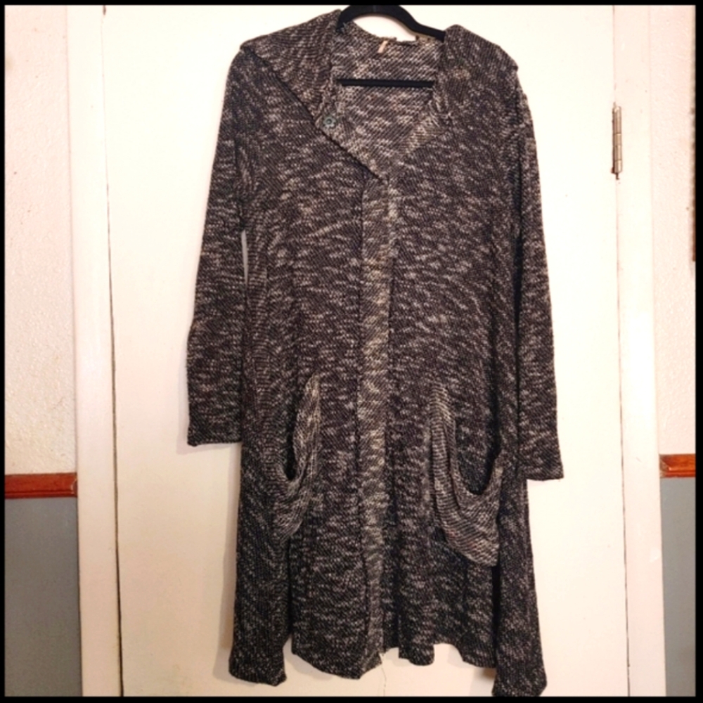 Free People Chic Black and White Knit Cardigan Size M